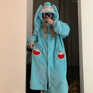 Hatsune Miku Anime Pajamas Cute Winter Coral Velvet Thickened Pajamas Set Cartoon Home Winter Warm Clothing Birthday Gift
