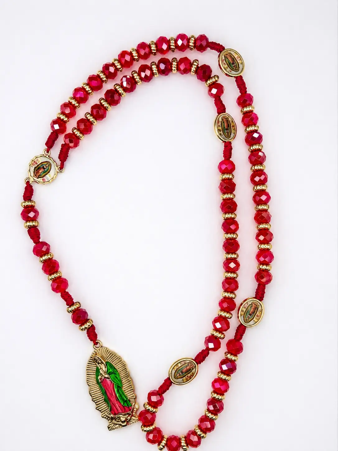 Rosarion Rojo con Virgen Guadalupe
