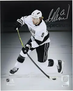 Adrian Kempe Los Angeles Kings Autographed 8" x 10" White Jersey Shooting Spotlight Photograph - Fanatics Authentic Certified