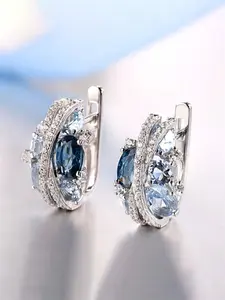 1 Pair Glamorous Halo Cubic Zirconia High Quality Hoop Earrings For Women For Party Engagement Anniversary Jewelry Valentine's Day Gift