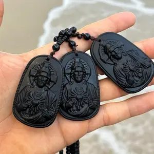 Handmade Jesus Rosary  in crystal - Black Handcrafted Rosary with Jesus Medallions