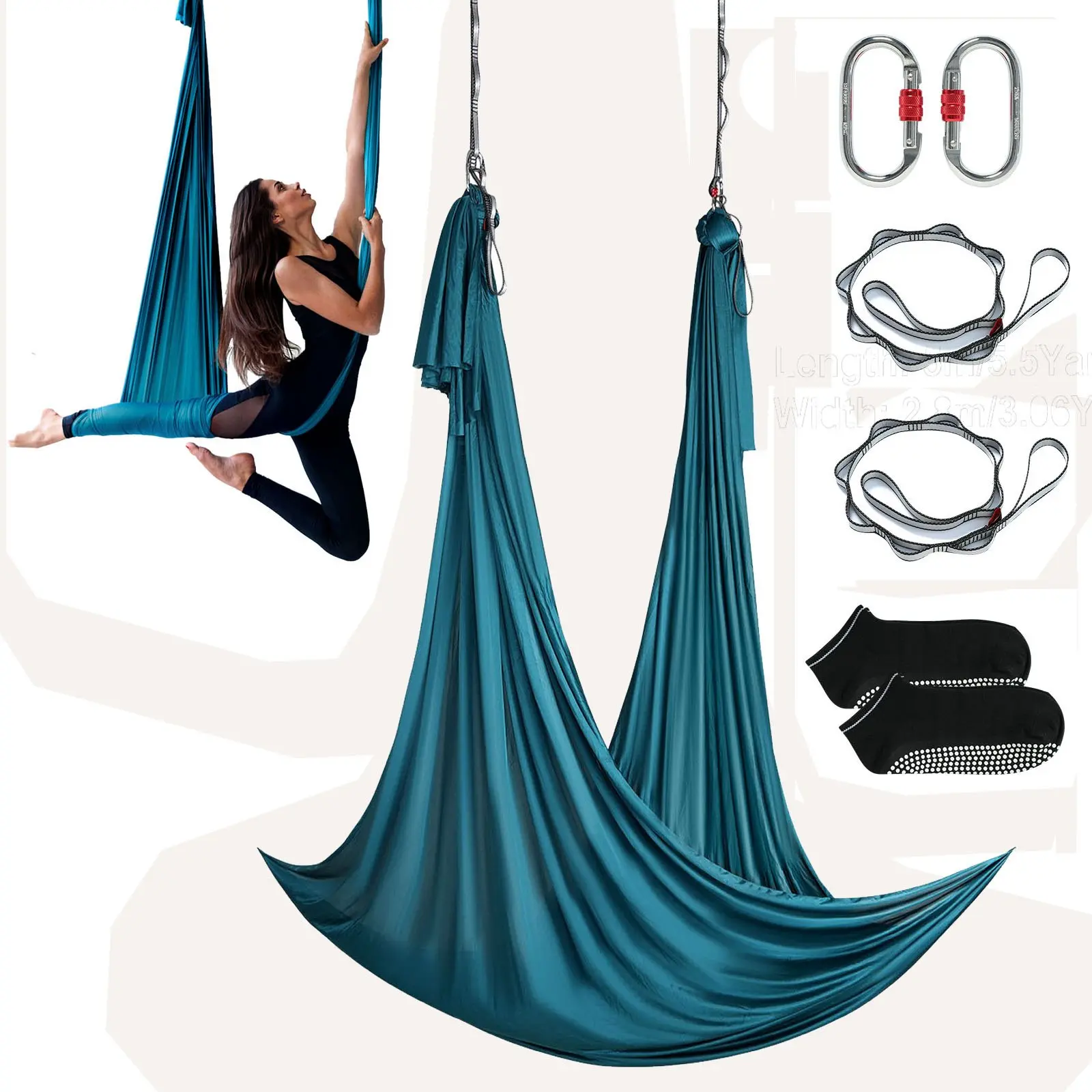 【Summerfinds】 VEVOR Aerial Yoga Hammock Swing, 5.5 Yards, Aerial Yoga Starter Kit with 100gsm Nylon Fabric, Full Rigging Hardware Easy Set-up Guide, Antigravity Flying for All Levels Fitness Bodybuilding, Greendealsforyoudays