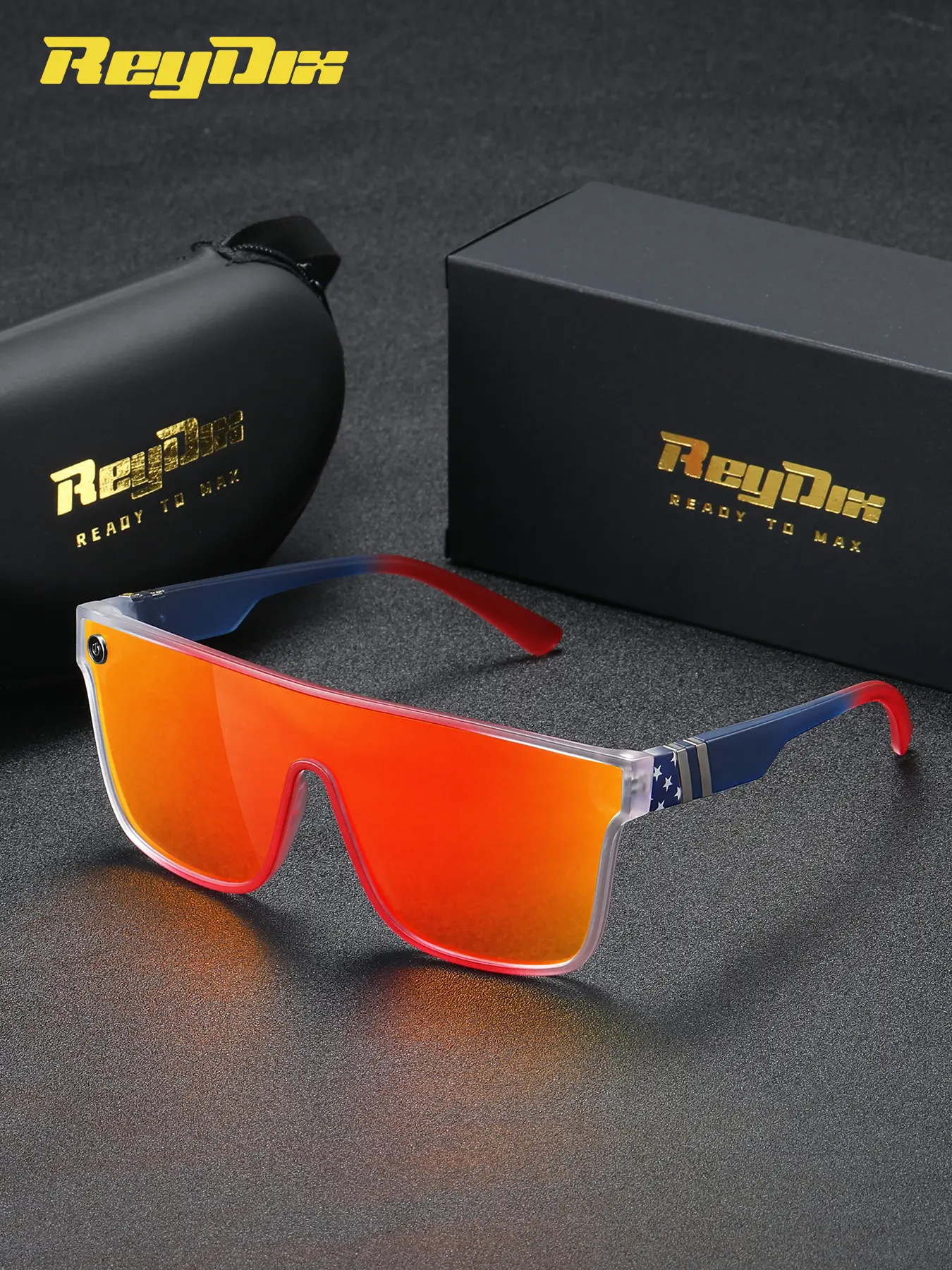ReyDix 1 Piece Unisex Full Frame Sunglasses， Polarized Square Frame Sunglasses UV400，Cyberpunk Style, Defining Futuristic Edge， Trendy Styling Sunglasses