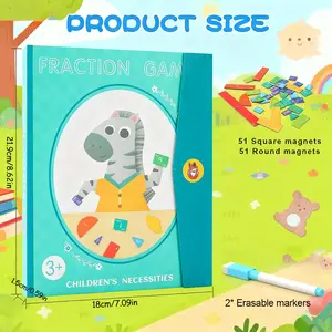 Math Magnetic Fraction Demonstration Book Educational Toy Teaching Aid for Homeschool & Classroom