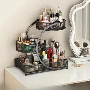 Metal Cosmetic Storage Rack, Large Capacity Makeup Organizer, Multi-layer Makeup Organizer, Bathroom Countertop Rack, Modern Makeup Rack, Home Accessories, Boxes, Cosmetics Organizer Storage, Beauty Supplies Organizer