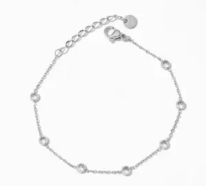 Silver Diamond Anklet