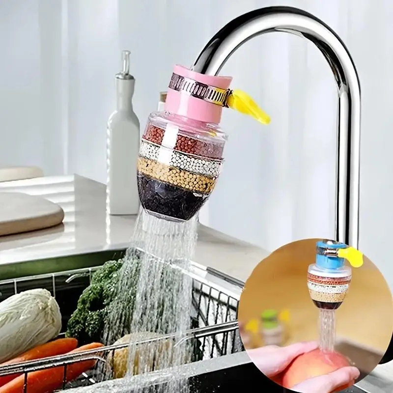 Water Filter for Faucet Nozzles, Tap Water Clean Purifier Filter, Easy Installation Water Filtration Devices for Home, Accessories, Modern Pink Replac