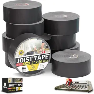 Butyl Joist Tape for Decking, 2 Inch x 50  (8-Pack), Professional Butyl Deck Joist Tape 2 Inch  Roof Sealant Flashing Tape, Black