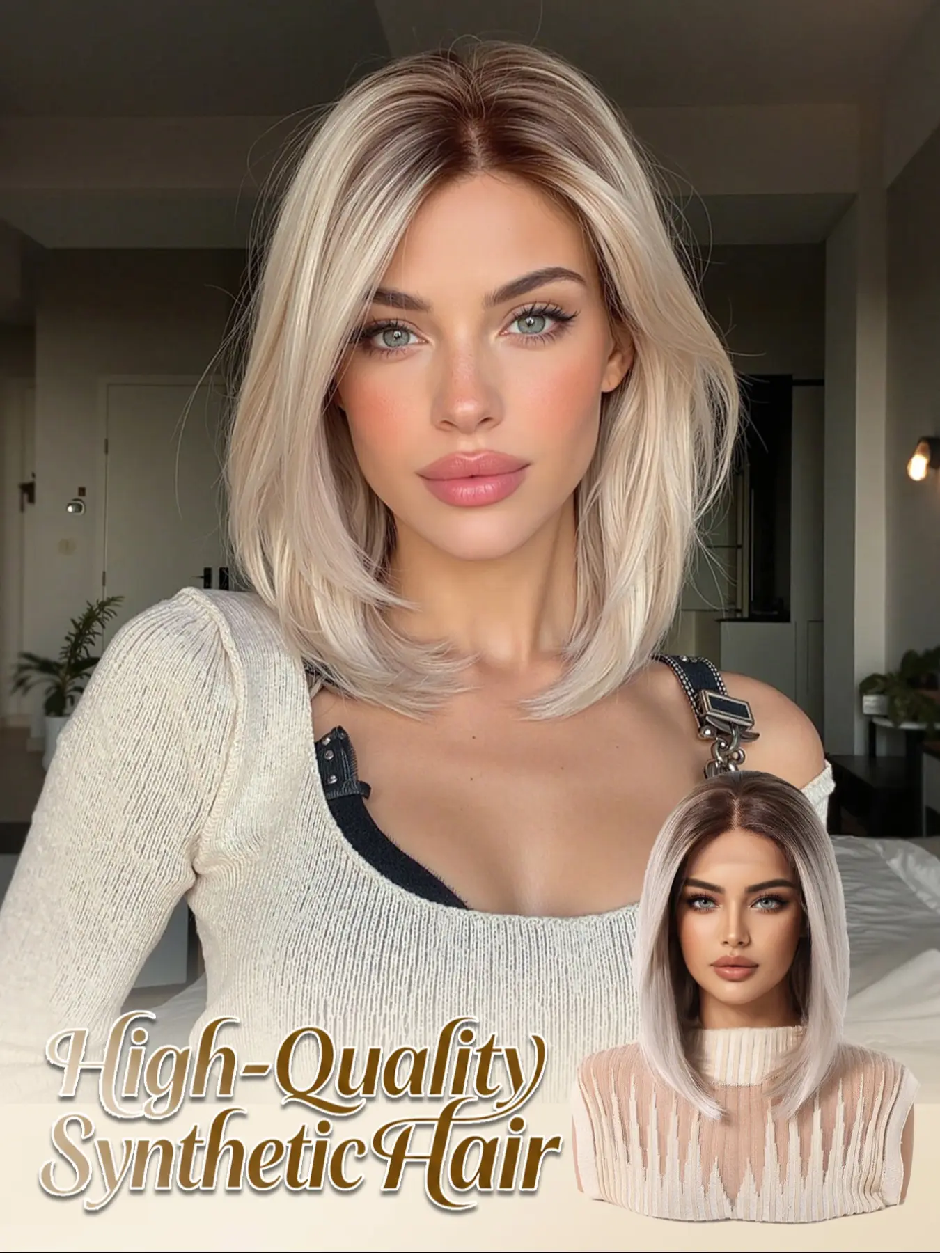 Chic & Easy Bob  13x6 HD Lace Wig | 12" Straight Ash Blonde, Heat Safe, Natural Look