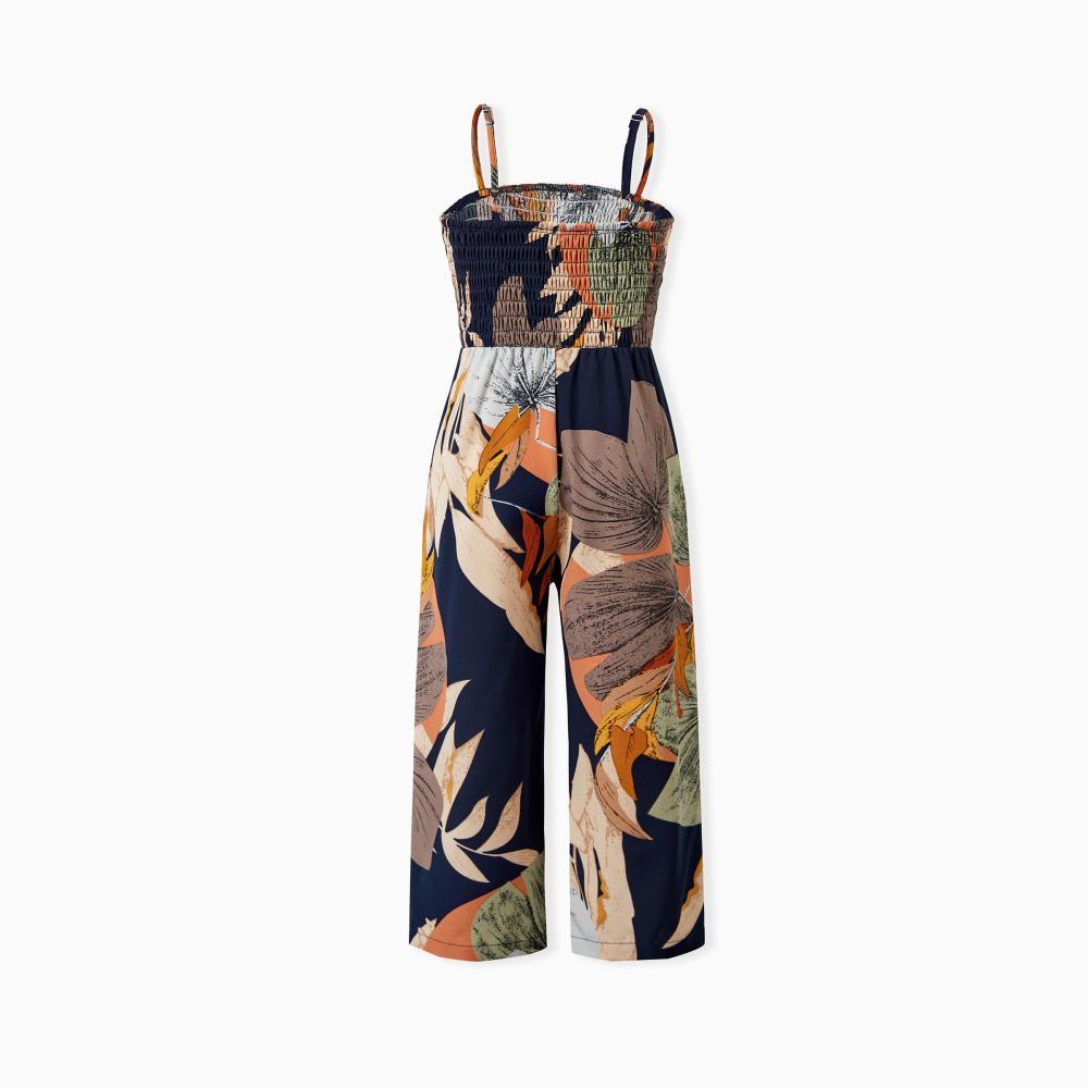 PatPat Family Matching Tropical Floral Print Smocked Top Strap Wide-Leg Jumpsuits for Mommy and Me PatPat Family Matching Tropical Floral Print Smocked Top Strap Wide-Leg Jumpsuits for Mommy and Me