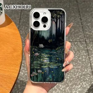 Girly Magnetic Case for iPhone11/12/13/14/15/16/17/promax, Stained Glass Lotus Pond MagSafe Ready, Slim Fit, Drop-Proof | Perfect for Soft Girl Aesthetic