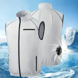 1 Piece Cooling Air Conditioning Work Clothes for Men and Women(Without Power Bank) Cooling Clothing with Sleeveless Vest Jacket Air Conditioning Suit 3-Speed Wind Adjustment 2 Fans Suitable for Outdoor Work Temperature Fishing Menswear Tops Tights