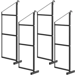 GARVEE Shipping Container Shelving Brackets, 4 Pack, 3-Tier Black Powder Coated Steel Shipping Container Shelves with Hanging Design & D Hook, 1100LBS, for Organizing Cargo in Containers, 22"D x 60"H