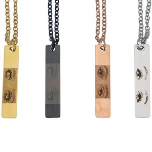 Personalized Eye Engraved Vertical Bar Necklace with Name