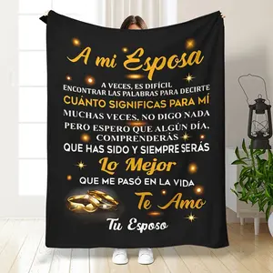 Comfortable and Warm Flannel Throw Blanket, Suitable for Wife - Letter Theme, Soft and Lightweight Fleece Fabric, Perfect Birthday, Anniversary, Christmas and New Year Gift, Machine Washable, Ideal for Sofa, Bed, and Home Decoration