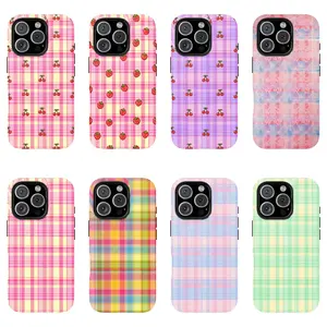 Y2K Style Phone Case - Pink & Yellow Plaid Design,phone Case Suitable for Iphone 11/12/13/14/15/16/17 Pro Promax Plus Air and Samsung S22/S23/S24/S25 Plus Ultra Fe