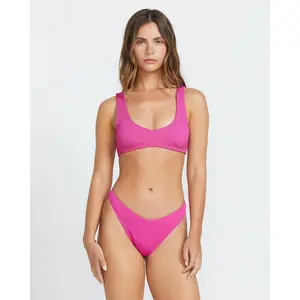 BILLABONG Women's Summer High Jesse Tank Bikini Top, 69% Polyester Textured Stretch Pull On Design Removable Cups Metal Logo Coin, Beach Swimwear