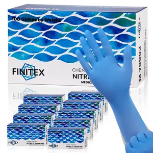 FINITEX 4Mil Blue Nitrile Gloves, 100pcs Disposable Powder-free for Food Cook Cleaning Inspection Household Washing Medical Exam Gloves, Spring Valentine Holiday Love Gifts