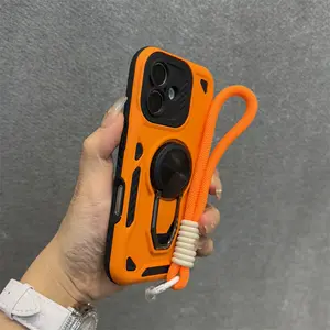 Sai Jia 360 degree rotating ring holder case+Cover+wrist strap suitable for Apple iPhone 17 Pro/17Air/16 15/14/13/12/11 Promax anti drop precision hole internet celebrity new 12 niche trend protection case