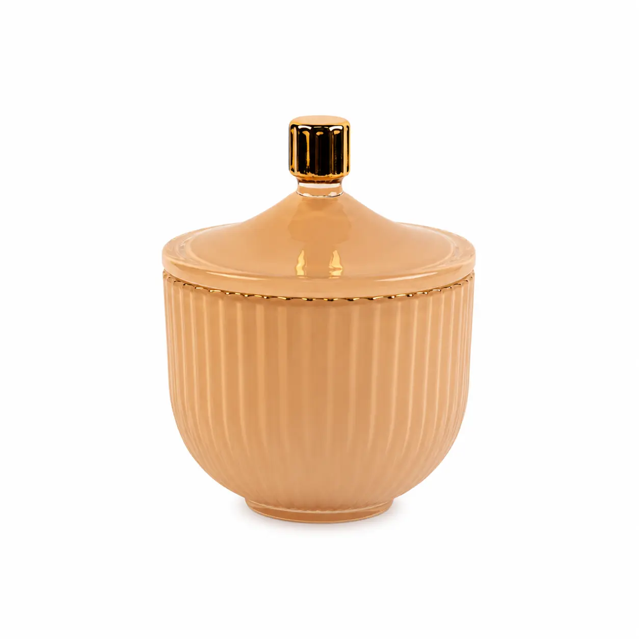 AURA Nude Luxury Candle Jar with Lid | Ribbed Glass Candle Vessel