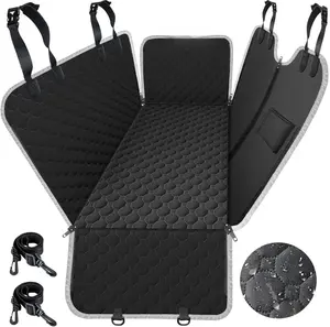 Dog Car Seat Cover for Back Seat, 2025 Upgraded 600D Heavy Duty Waterproof & Scratch-Resistant Dog Hammock for Car, Back Seat Pet Cover for Dogs with Sedan, Trucks and SUVs, Standard, Black