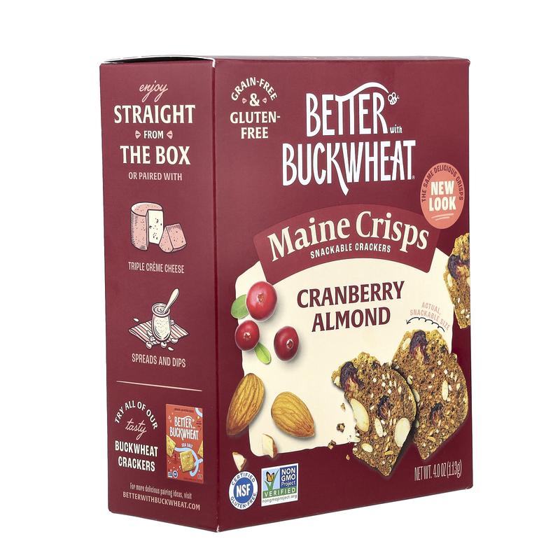 Better with Buckwheat Maine Crisps Snackable Crackers, Cranberry Almond, 4 oz (113 g)