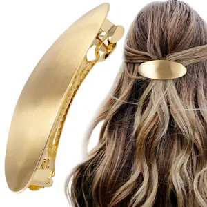 3inch Oval Hair Barrette Metal Large Hair Clip Vintage Gold French Wedding Prom Formal Hair Accessories for Women Long Thick Hair
