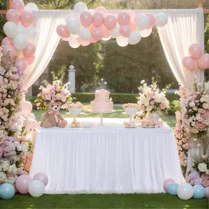 4 Pack 2-Layer Table Skirts (72"/108") for Rectangle Tables-Ruffle Tutu Skirts,Perfect for Wedding,Birthday,Cake and Dessert Tables