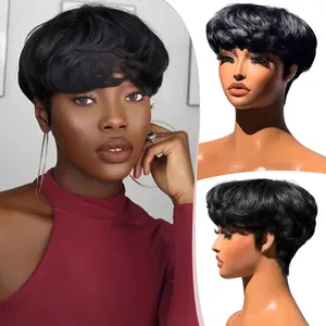 [HOT]ShowRealHair Bowl Cut Hairstyle Pixie Cut Wigs Human Hair for Women Glueless Wear And Go Virgin Brazilian Human Hair