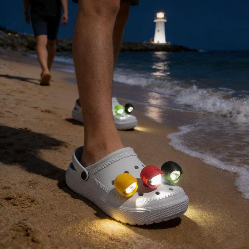 4Pcs LED Shoe Light, Cute Flashlight Croc Charms Attachment Accessories, Croc Lights with 3 Lighting Modes, Croc Headlights for Night Cycling, Camping, Walking & Dog Walking