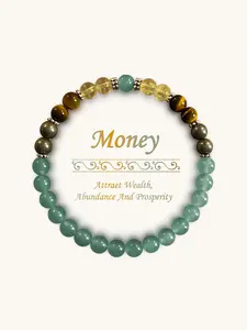 Healing Stone Beaded Bracelet, Citrine & Green Aventurine Crystal Stone Bracelet, Elastic Cord Bracelet, Adjustable Bracelet, Wish Manifestation Bracelet, Daily Spiritual Jewelry