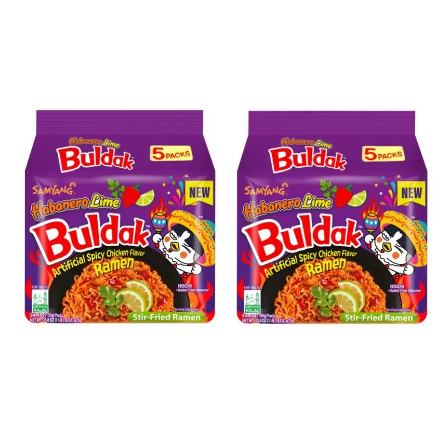 Samyang Buldak Spicy Habanero-Lime Hot Chicken Flavor Instant Noodle, 10-Pack Pantry Food