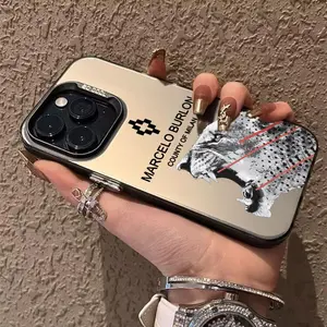 Fashion M-Marcelo Burlons Phone Case Color electrosilvering For iphone 17 16 11 14 15 12 Pro 11 Plus 13 Pro MAX Samsung Galaxy S25 S24 S23 A56 A55 A54 Drop case