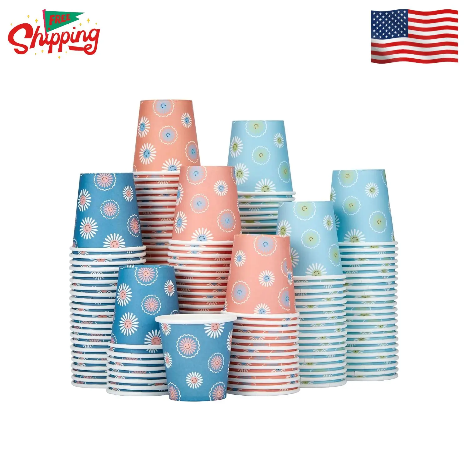300 Pack 3 oz Paper Cups, Disposable Bathroom Cups, Mini Mouthwash Cup
