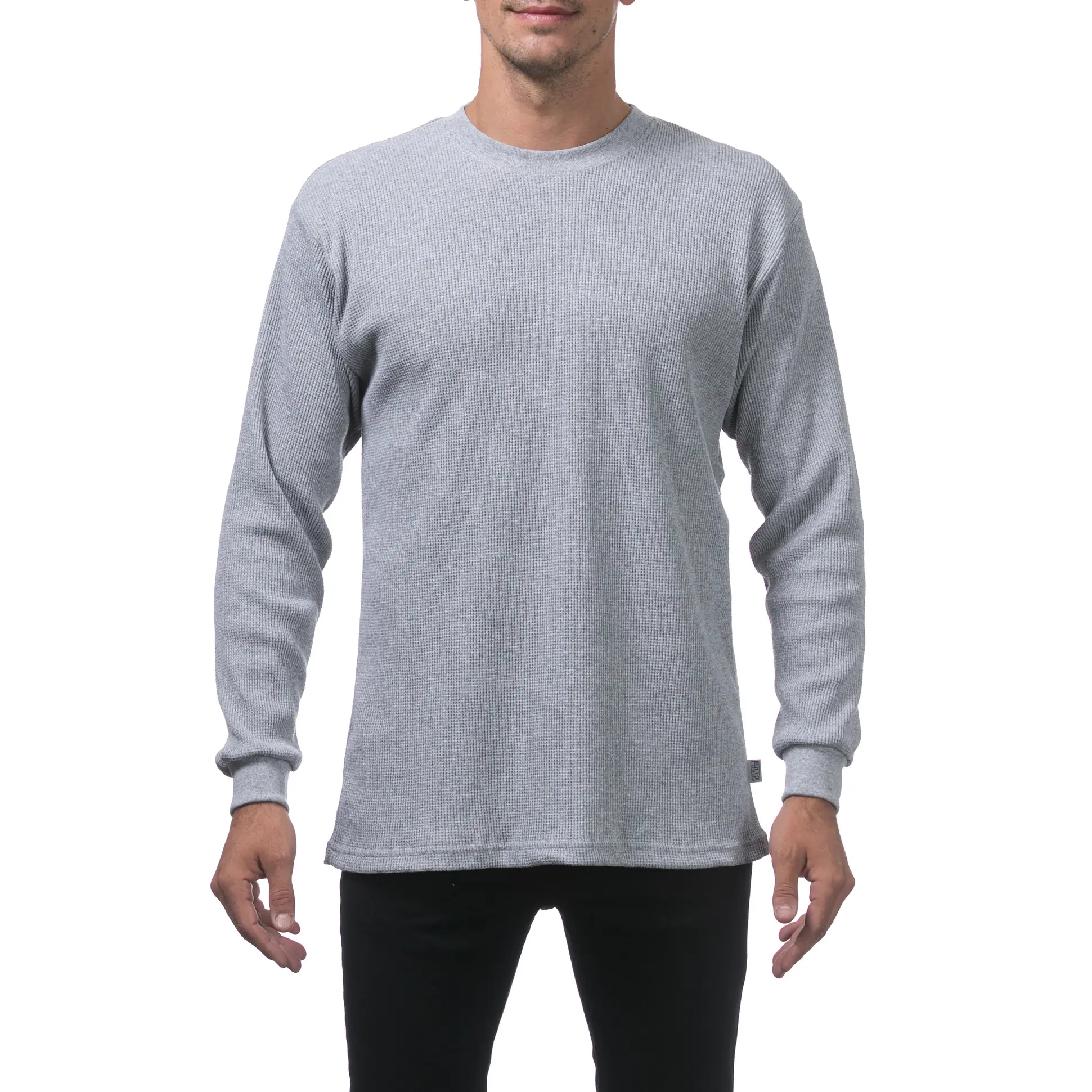 Pro Club Men's Heavyweight Cotton Long Sleeve Thermal Shirt - Heather Gray - Medium
