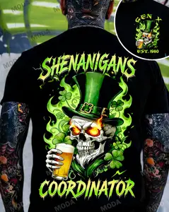 Chaosmoda Generation X St. Patrick‘s Day Shenanigans Coordinator Custom Year Skull T-shirt Soft Breathable