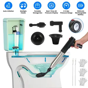 Electric Toilet Plunger High Pressure Air Plunger Air Drain Blaster Drain Clog Remover with Real Time Pressure Display for Toilets Bathroom Floor Drain Kitchen Sinks Plumbing Clogs,summervibes