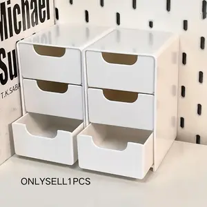 3 Layer Desktop Storage Box, 1pc Solid Color Desktop Storage Box, Desktop Organizer for Office Supplies, Stationery Storage Organizer, Jewelry and Cosmetics, Desk Organizer Tidy