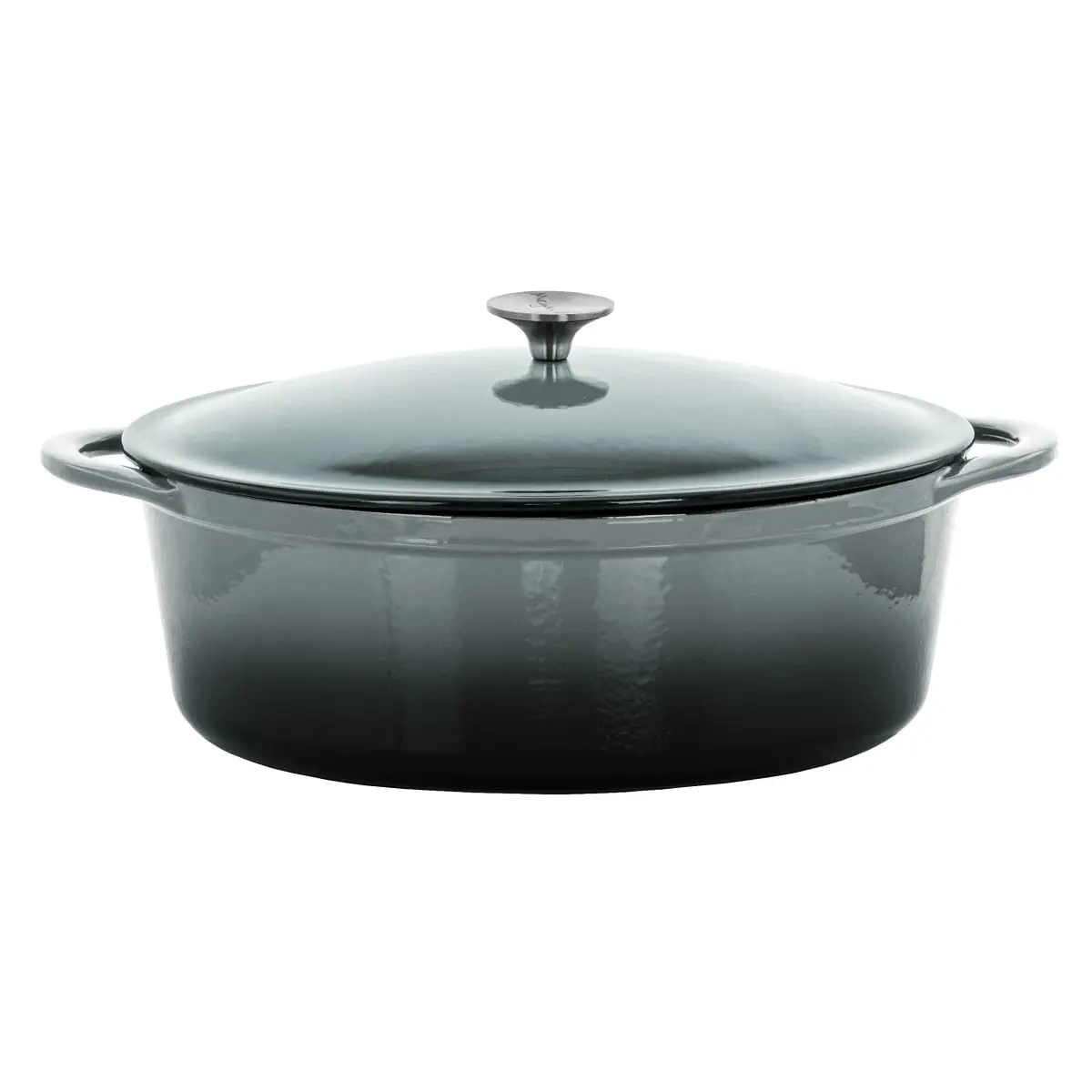 Megachef MG-CO33AG 7 qt. Oval Enameled Cast Iron Casserole - Gray, for Healthy Cooking, Dinner Parties, Evening Supper, Healthier Daily Meals with Even Heat Distribution