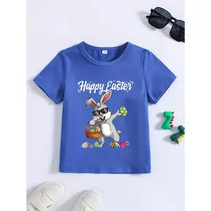 Boys' Summer Short-Sleeve 'Easter Bunny Egg' Print T-Shirt