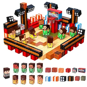 96pcs Basketball Theme Magnetic Building Blocks Set, Player Figures and Court Scenes, Creative Toy for Kids Aged 3+, Birthday Gift, Party Game