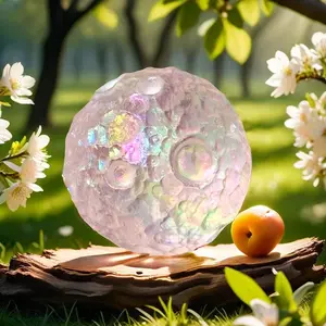 Angel Aura Quartz Moon Sphere, Rainbow Crystal Sphere Ball, Aura Quartz Sphere, Gemstone Moon Witch Decoration, Gift for her, gift for him