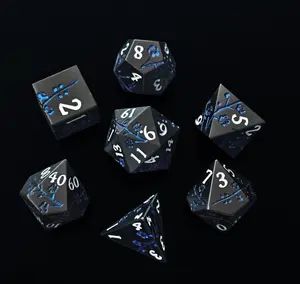New 7 In 1 Rotating Dice Curse Tabletop Metal D6 Polyhedral RPG Dice Set Halloween Christmas Gift Birthday Present With Box for RPG Enthusiasts