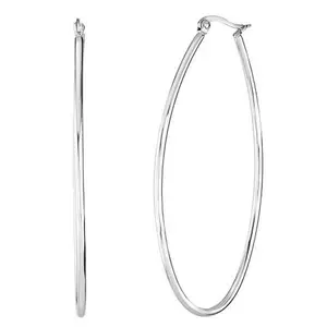 Stately Steel Oval Wire Hoop Earrings