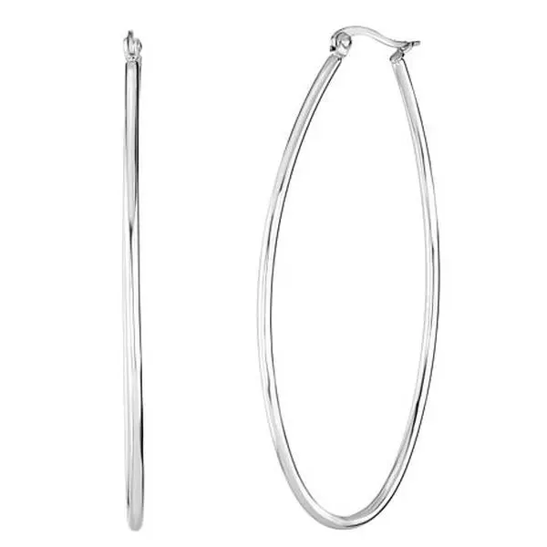 Stately Steel Oval Wire Hoop Earrings