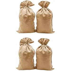 4 Pack Premium Large Burlap sack Bags | 4Piece Set | 24 x 40 inch | New Coffee Bag | Potato Bag | Sack Race | Seed Preserve Sack | Natural Product | made by 10 Ounce Burlap Fabric (4)