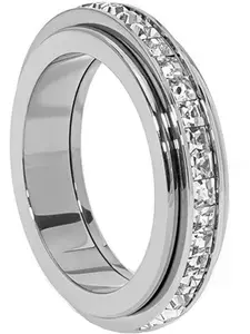 Anxiety Rings Titanium Steel Spinner Fidget Band Rings for Women Ladies Cubic Zirconia Relieving Anxiety Wedding Promise Lucky Statement Rings Comfort Fit Size 6 to 10