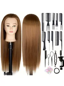 Professional Unisex Adult Mannequin Head Wig, Natural Blonde Colors, 24 Inch Long 100% Synthetic Hair, Versatile Styling Options