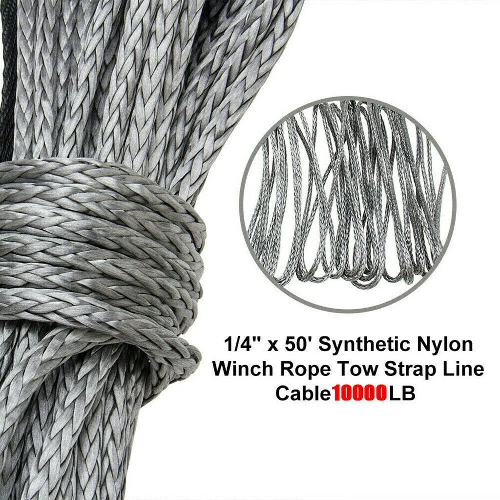 1/4" x 50' 10000LBS Synthetic Winch Rope | Recovery Cable with Protective Sleeve | Heavy Duty Winch Line for ATV UTV 4x4 Offroad Truck 1/4" x 50' 10000LBS Synthetic Winch Rope | Recovery Cable with Protective Sleeve | Heavy Duty Winch Line for ATV UTV 4x4 Offroad Truck