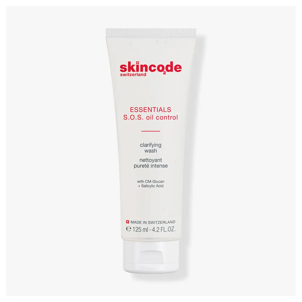 Skincode Essentials Facial S.O.S Oil control Clarifying Wash Pore-Refining, Breakout-Reducing Cleanser | Advanced Pore-Cleansing Formula | Dermatologist Tested, Free from Parabens & Fragrance.  (4.2 Oz / 125 mL)